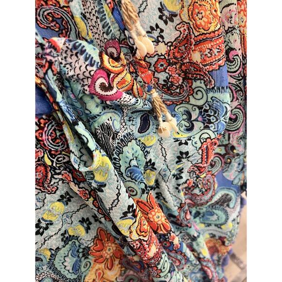 Bleu Rod Beattie Blue Pom Fringe Size Small Swim Coverup EUC - Picture 5 of 7